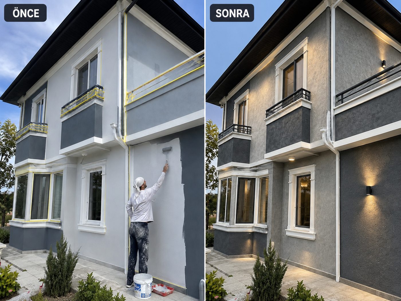 Ildır dış cephe boya öncesi ve sonrası